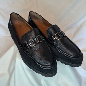 Like New! Donald J. Pliner Black Loafers with Silver Buckle